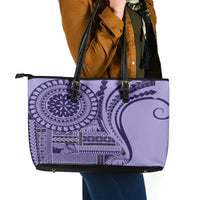 Samoa Siapo Arty Leather Tote Bag Purple Style - Wonder Print Shop