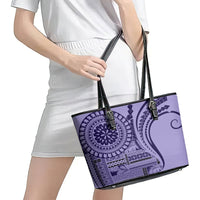 Samoa Siapo Arty Leather Tote Bag Purple Style - Wonder Print Shop