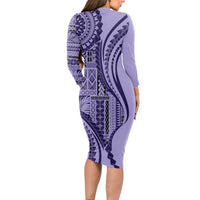 Samoa Siapo Arty Long Sleeve Bodycon Dress Purple Style - Wonder Print Shop