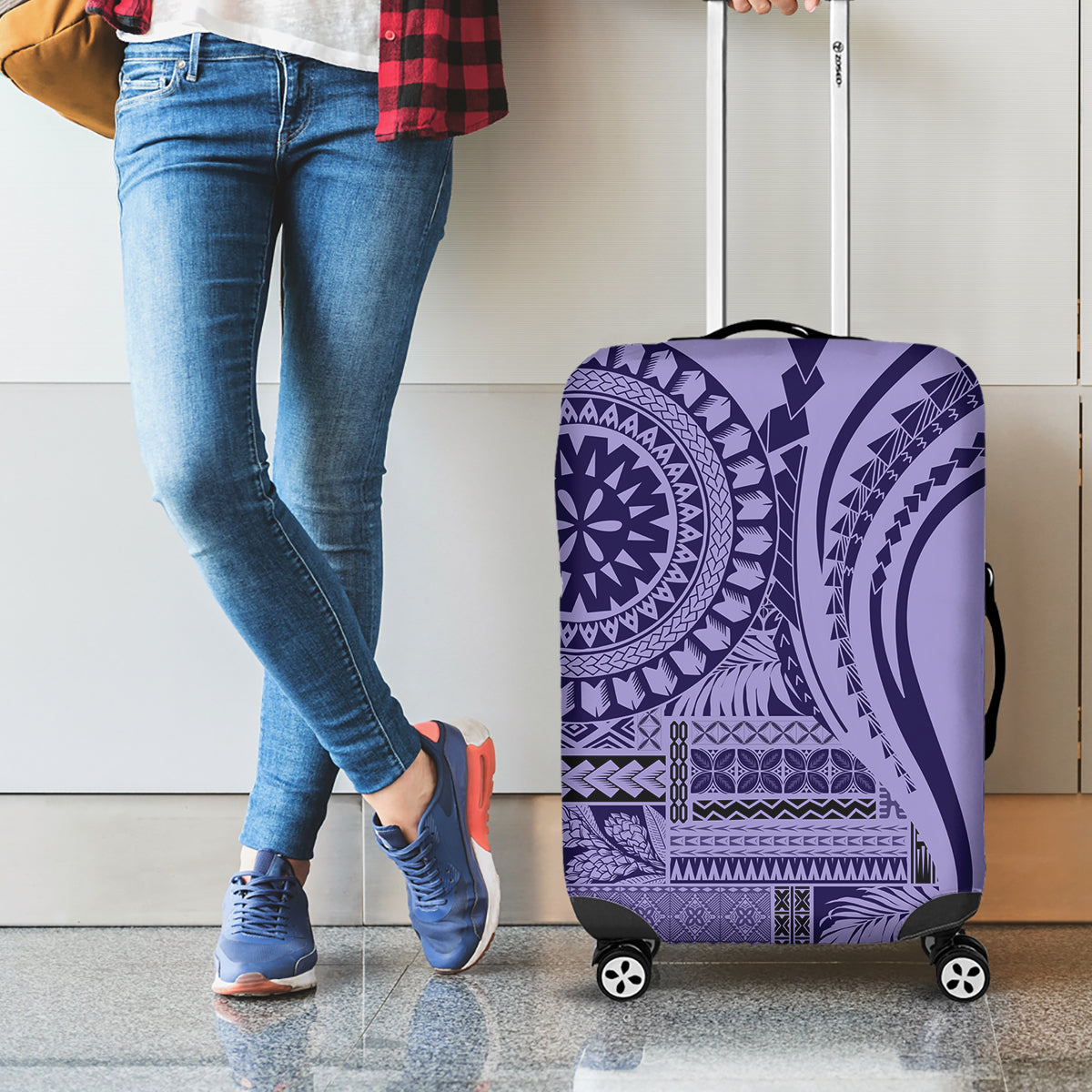 Samoa Siapo Arty Luggage Cover Purple Style - Wonder Print Shop