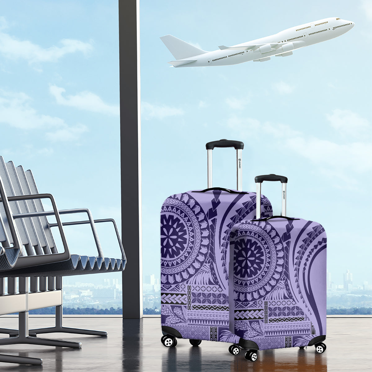 Samoa Siapo Arty Luggage Cover Purple Style - Wonder Print Shop