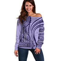 Samoa Siapo Arty Off Shoulder Sweater Purple Style - Wonder Print Shop