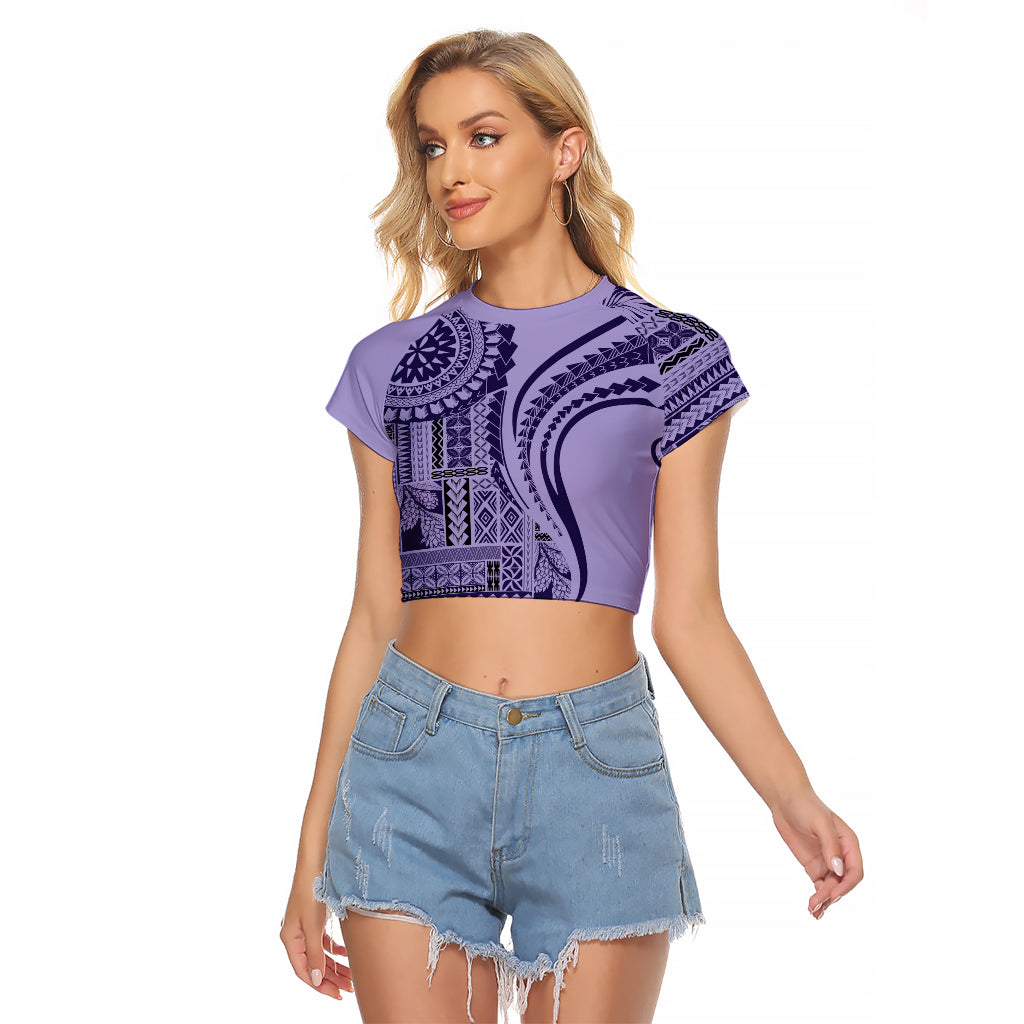 Samoa Siapo Arty Raglan Cropped T Shirt Purple Style - Wonder Print Shop