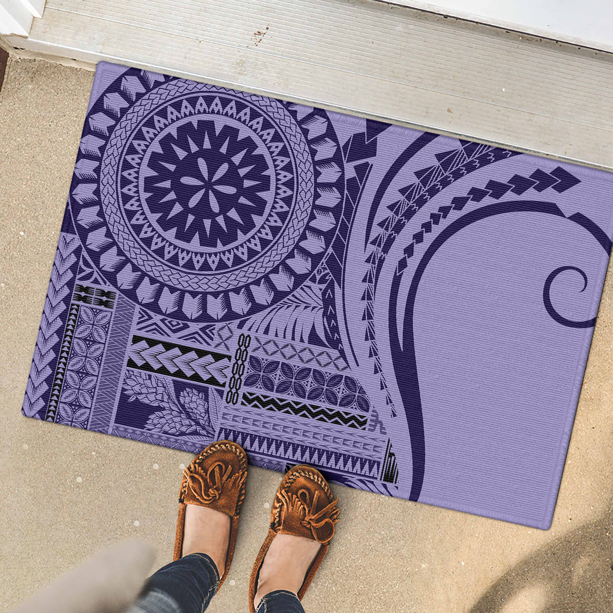 Samoa Siapo Arty Rubber Doormat Purple Style - Wonder Print Shop