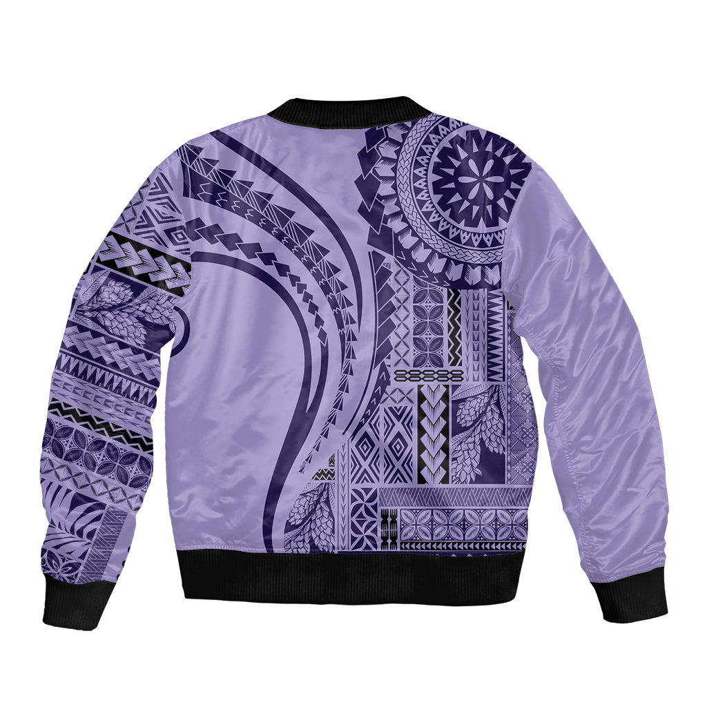 Samoa Siapo Arty Sleeve Zip Bomber Jacket Purple Style - Wonder Print Shop