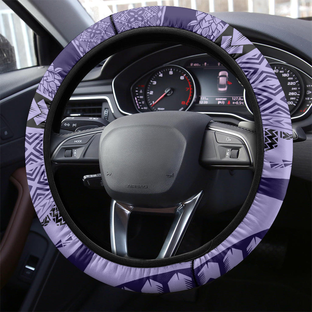Samoa Siapo Arty Steering Wheel Cover Purple Style - Wonder Print Shop