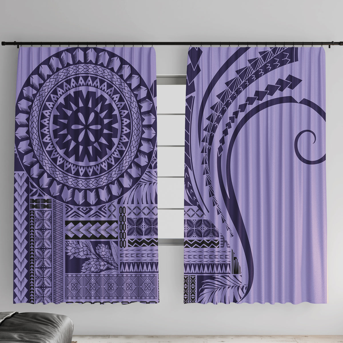 Samoa Siapo Arty Window Curtain Purple Style - Wonder Print Shop