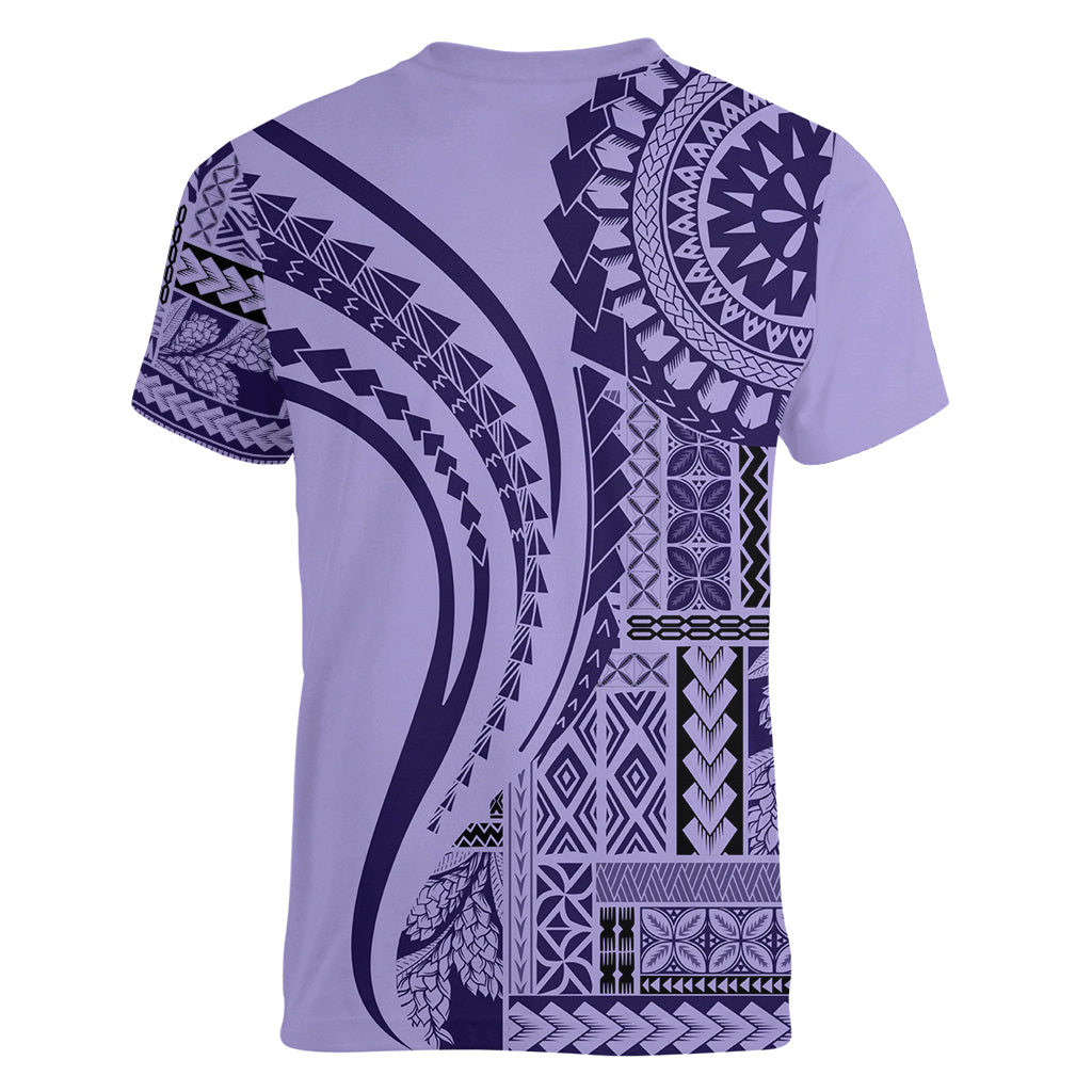 Samoa Siapo Arty Women V Neck T Shirt Purple Style - Wonder Print Shop