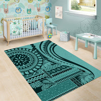 Samoa Siapo Arty Area Rug Turquoise Style LT9 - Wonder Print Shop