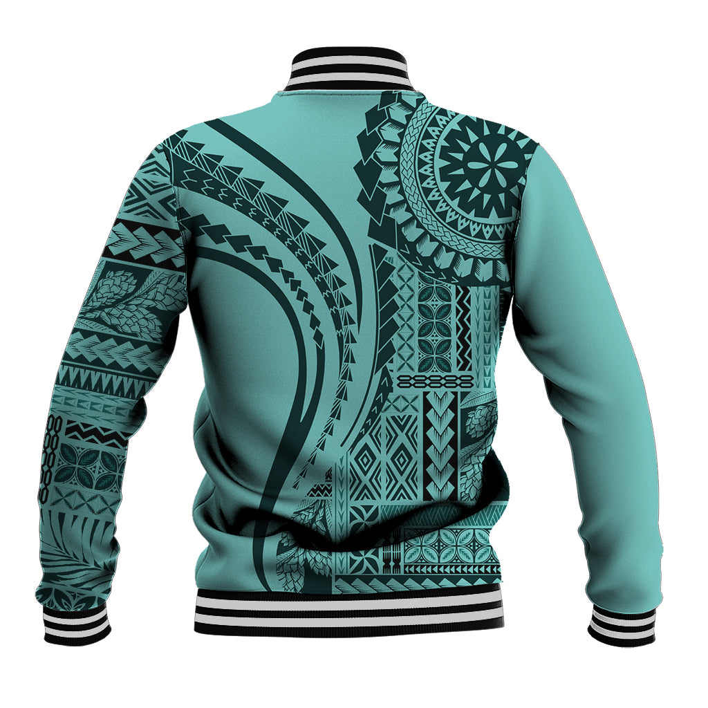 Samoa Siapo Arty Baseball Jacket Turquoise Style LT9 - Wonder Print Shop