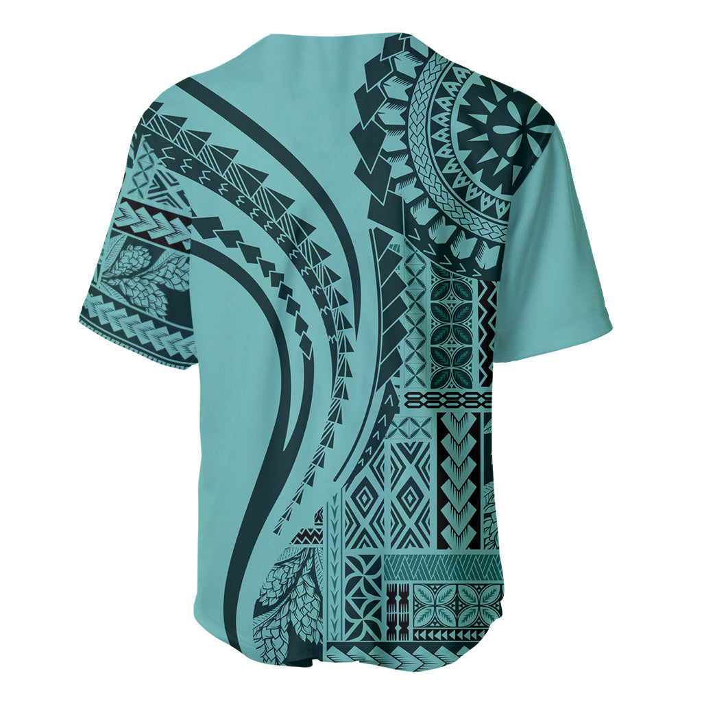 Samoa Siapo Arty Baseball Jersey Turquoise Style LT9 - Wonder Print Shop