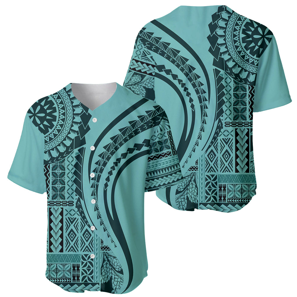 Samoa Siapo Arty Baseball Jersey Turquoise Style LT9 - Wonder Print Shop