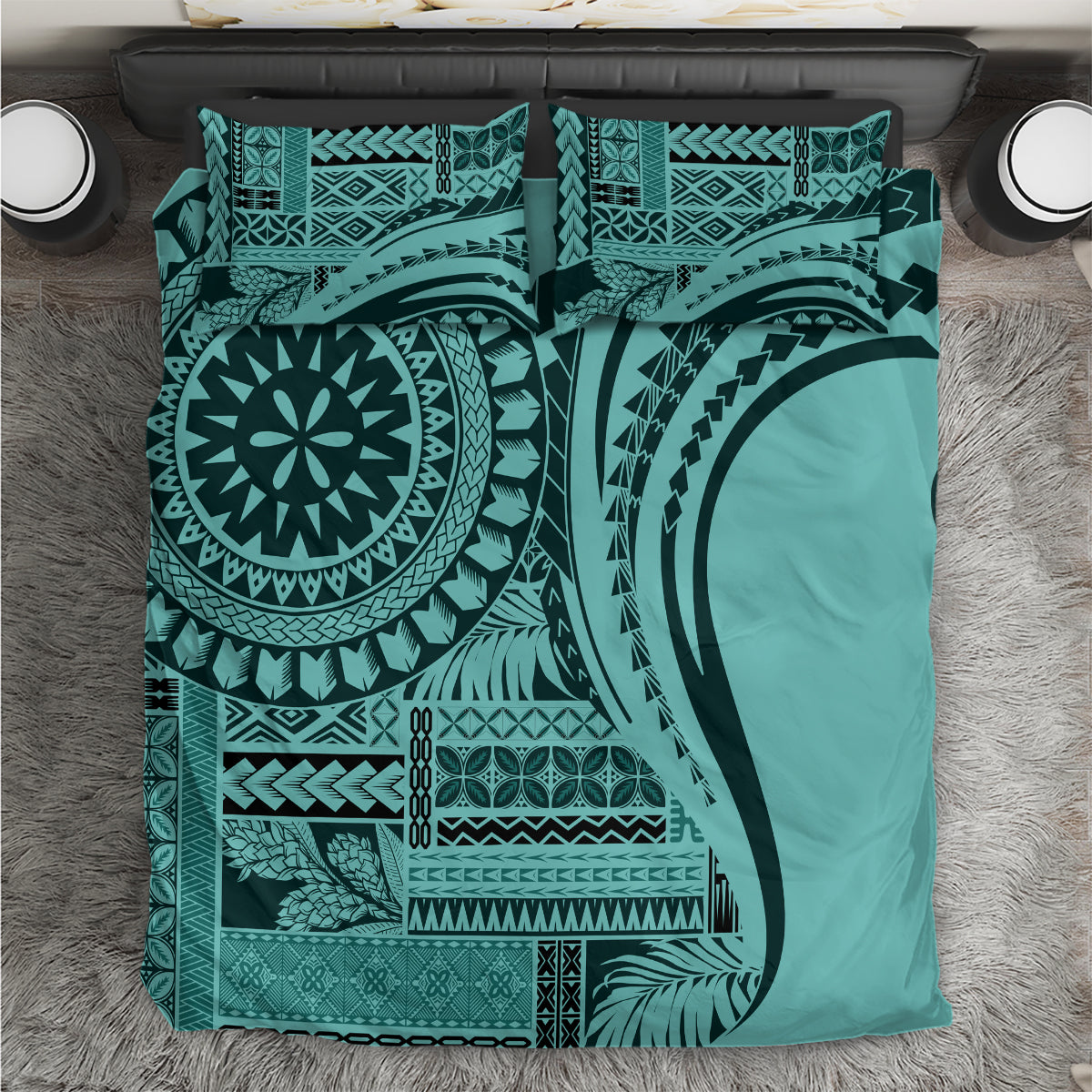 Samoa Siapo Arty Bedding Set Turquoise Style LT9 - Wonder Print Shop