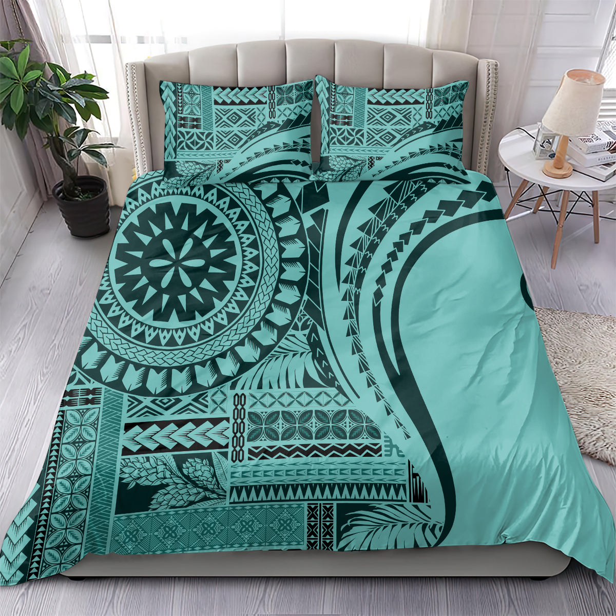 Samoa Siapo Arty Bedding Set Turquoise Style LT9 - Wonder Print Shop