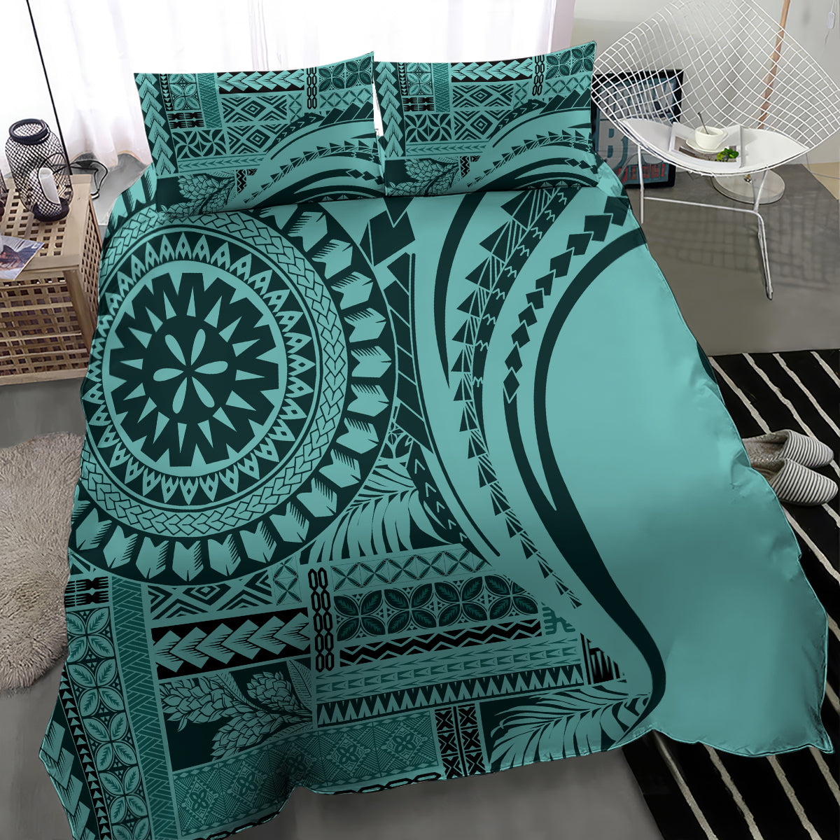 Samoa Siapo Arty Bedding Set Turquoise Style LT9 - Wonder Print Shop