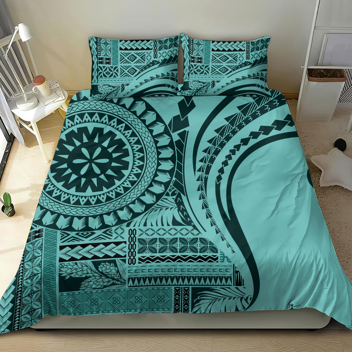Samoa Siapo Arty Bedding Set Turquoise Style LT9 - Wonder Print Shop