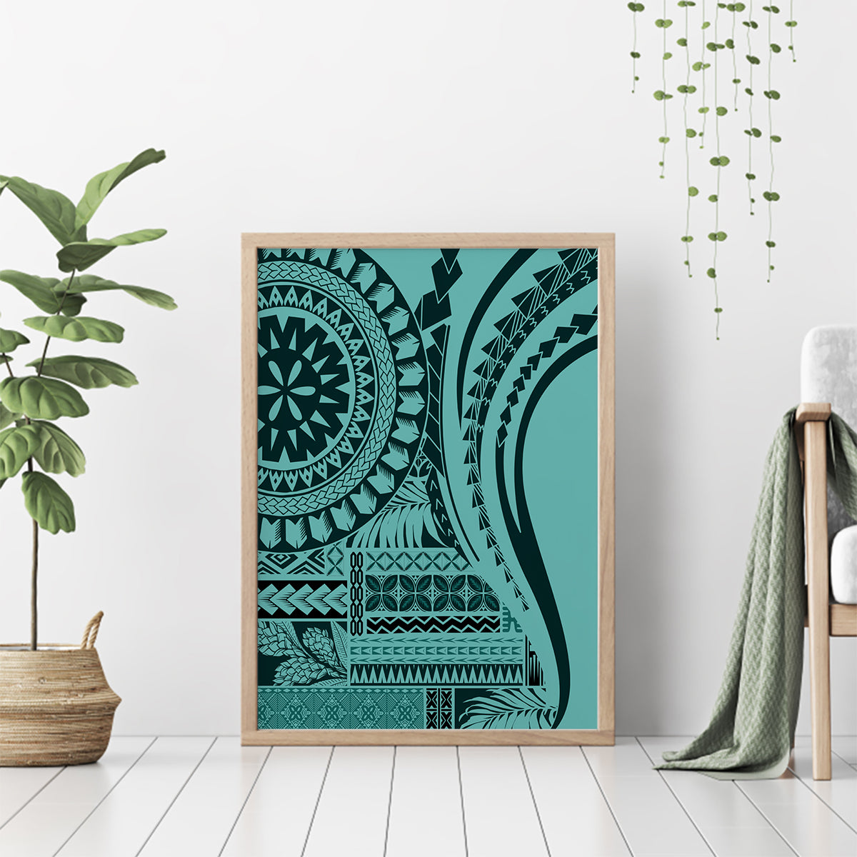 Samoa Siapo Arty Canvas Wall Art Turquoise Style LT9 - Wonder Print Shop