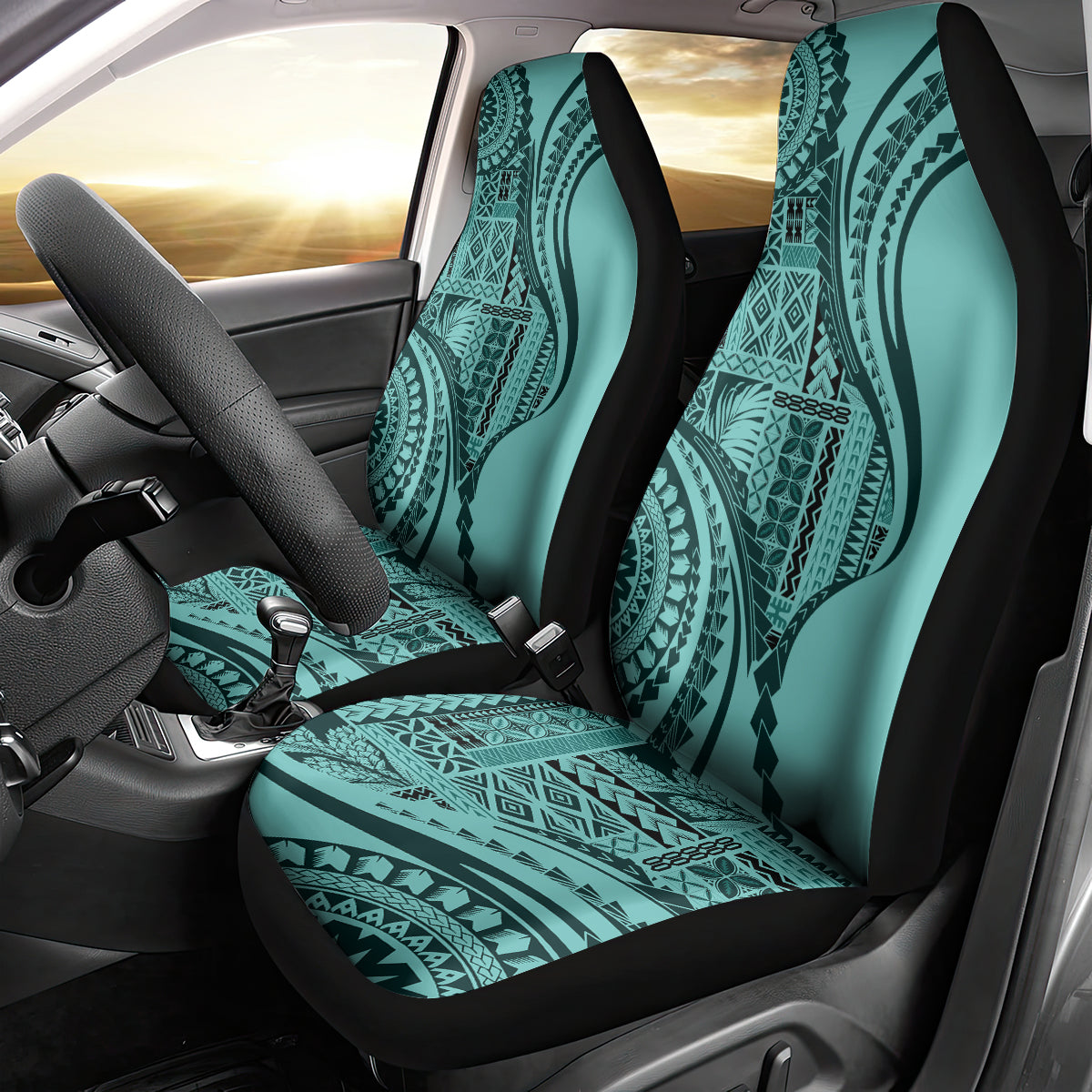 Samoa Siapo Arty Car Seat Cover Turquoise Style LT9 - Wonder Print Shop