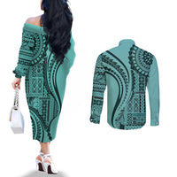 samoa-siapo-arty-couples-matching-off-the-shoulder-long-sleeve-dress-and-long-sleeve-button-shirt-turquoise-style