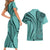 Samoa Siapo Arty Couples Matching Short Sleeve Bodycon Dress and Hawaiian Shirt Turquoise Style LT9 - Wonder Print Shop