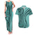 Samoa Siapo Arty Couples Matching Tank Maxi Dress and Hawaiian Shirt Turquoise Style LT9 - Wonder Print Shop
