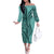 Samoa Siapo Arty Family Matching Off Shoulder Long Sleeve Dress and Hawaiian Shirt Turquoise Style - Wonder Print Shop