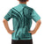 Samoa Siapo Arty Family Matching Off Shoulder Maxi Dress and Hawaiian Shirt Turquoise Style LT9 - Wonder Print Shop