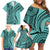 Samoa Siapo Arty Family Matching Off Shoulder Short Dress and Hawaiian Shirt Turquoise Style LT9 - Wonder Print Shop