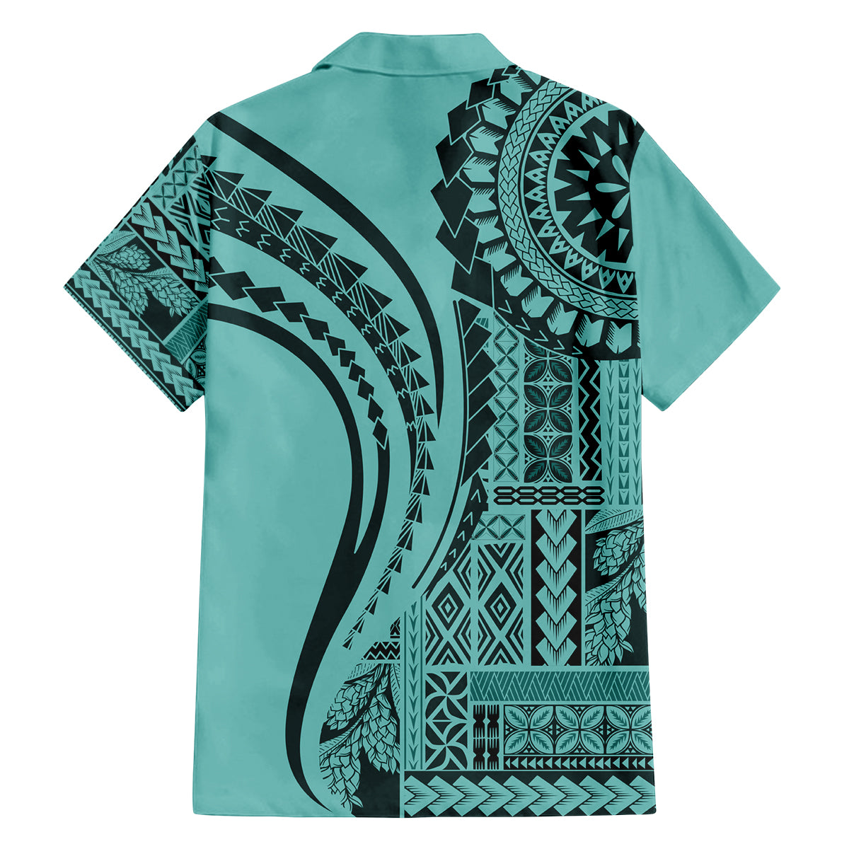 Samoa Siapo Arty Family Matching Puletasi Dress and Hawaiian Shirt Turquoise Style - Wonder Print Shop