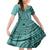 Samoa Siapo Arty Family Matching Short Sleeve Bodycon Dress and Hawaiian Shirt Turquoise Style - Wonder Print Shop