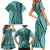 Samoa Siapo Arty Family Matching Short Sleeve Bodycon Dress and Hawaiian Shirt Turquoise Style - Wonder Print Shop
