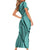 Samoa Siapo Arty Family Matching Short Sleeve Bodycon Dress and Hawaiian Shirt Turquoise Style - Wonder Print Shop