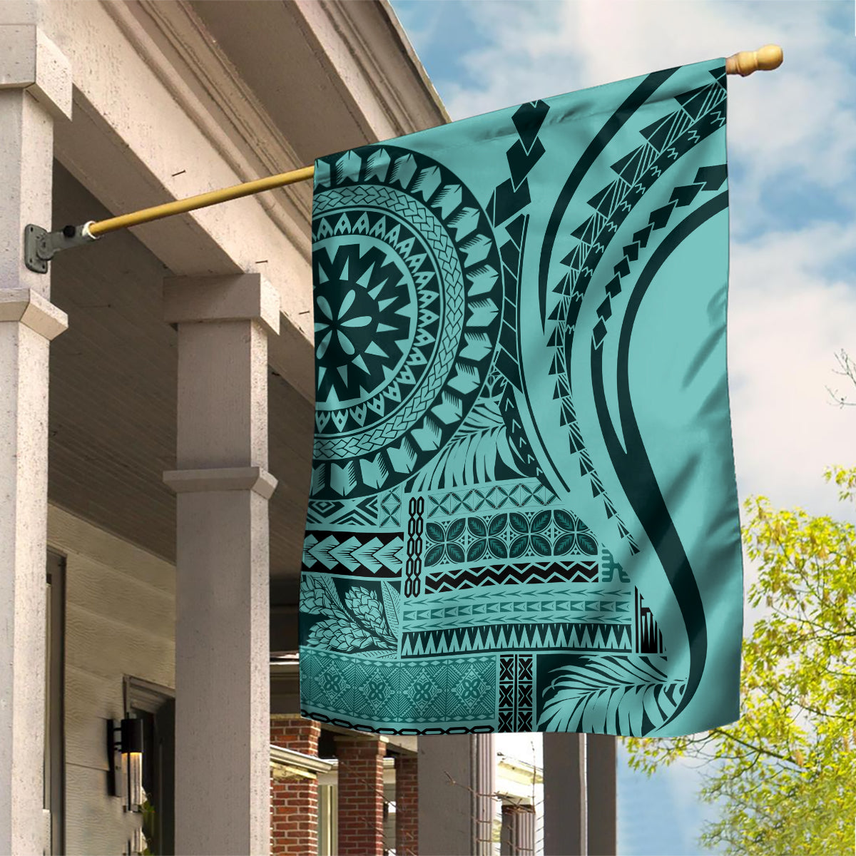 Samoa Siapo Arty Garden Flag Turquoise Style - Wonder Print Shop