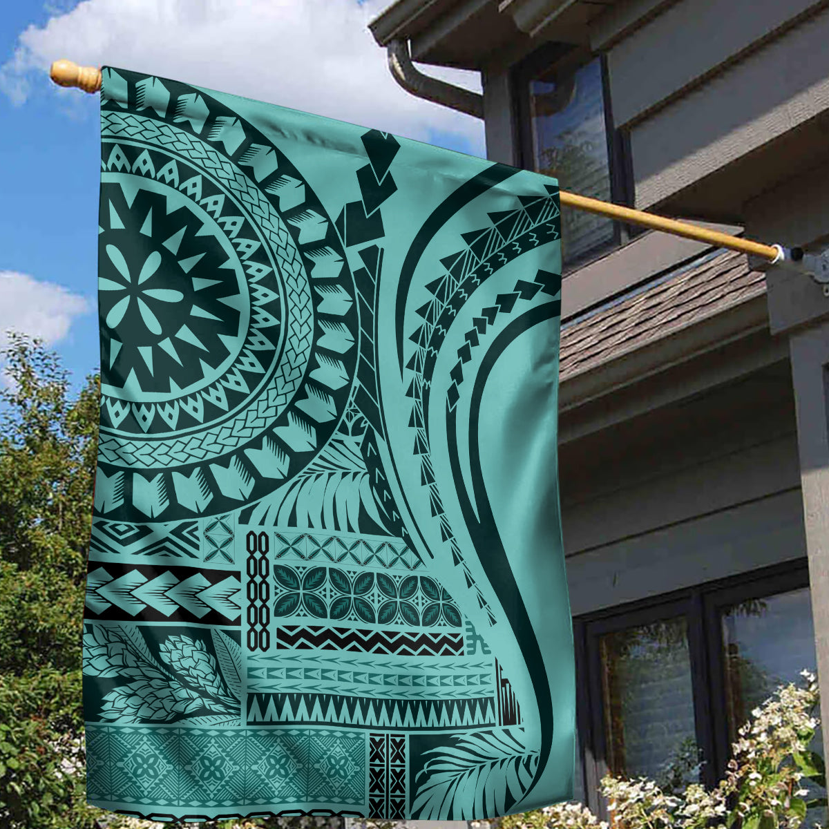 Samoa Siapo Arty Garden Flag Turquoise Style - Wonder Print Shop