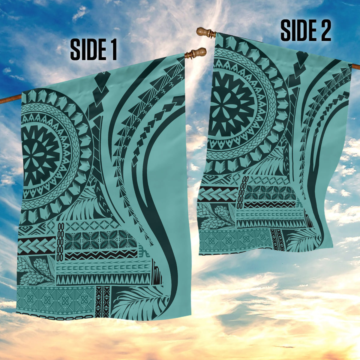 Samoa Siapo Arty Garden Flag Turquoise Style - Wonder Print Shop
