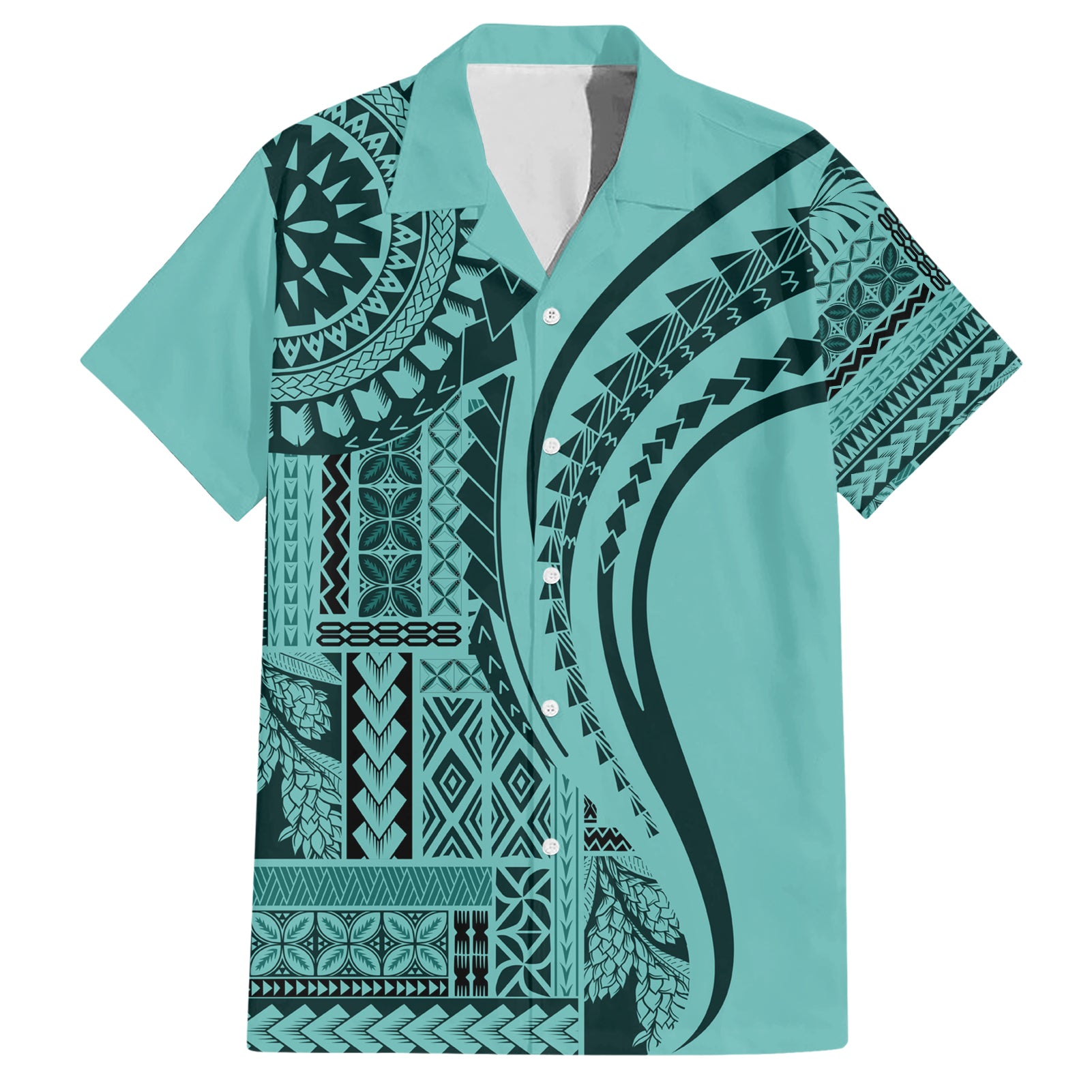 Samoa Siapo Arty Hawaiian Shirt Turquoise Style - Wonder Print Shop