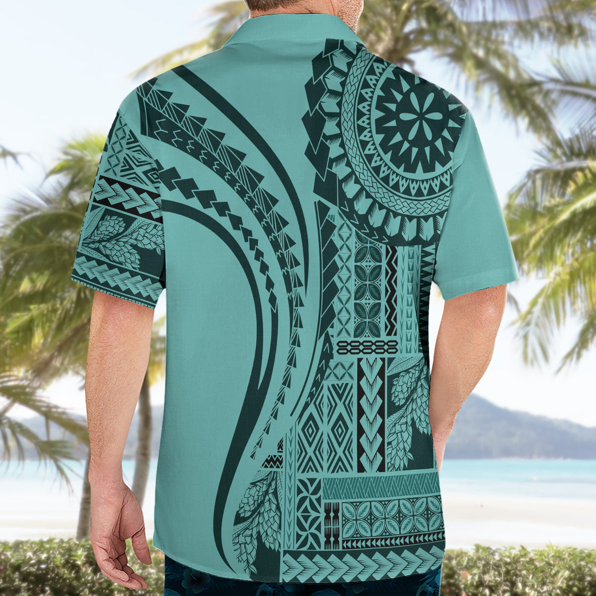 Samoa Siapo Arty Hawaiian Shirt Turquoise Style - Wonder Print Shop
