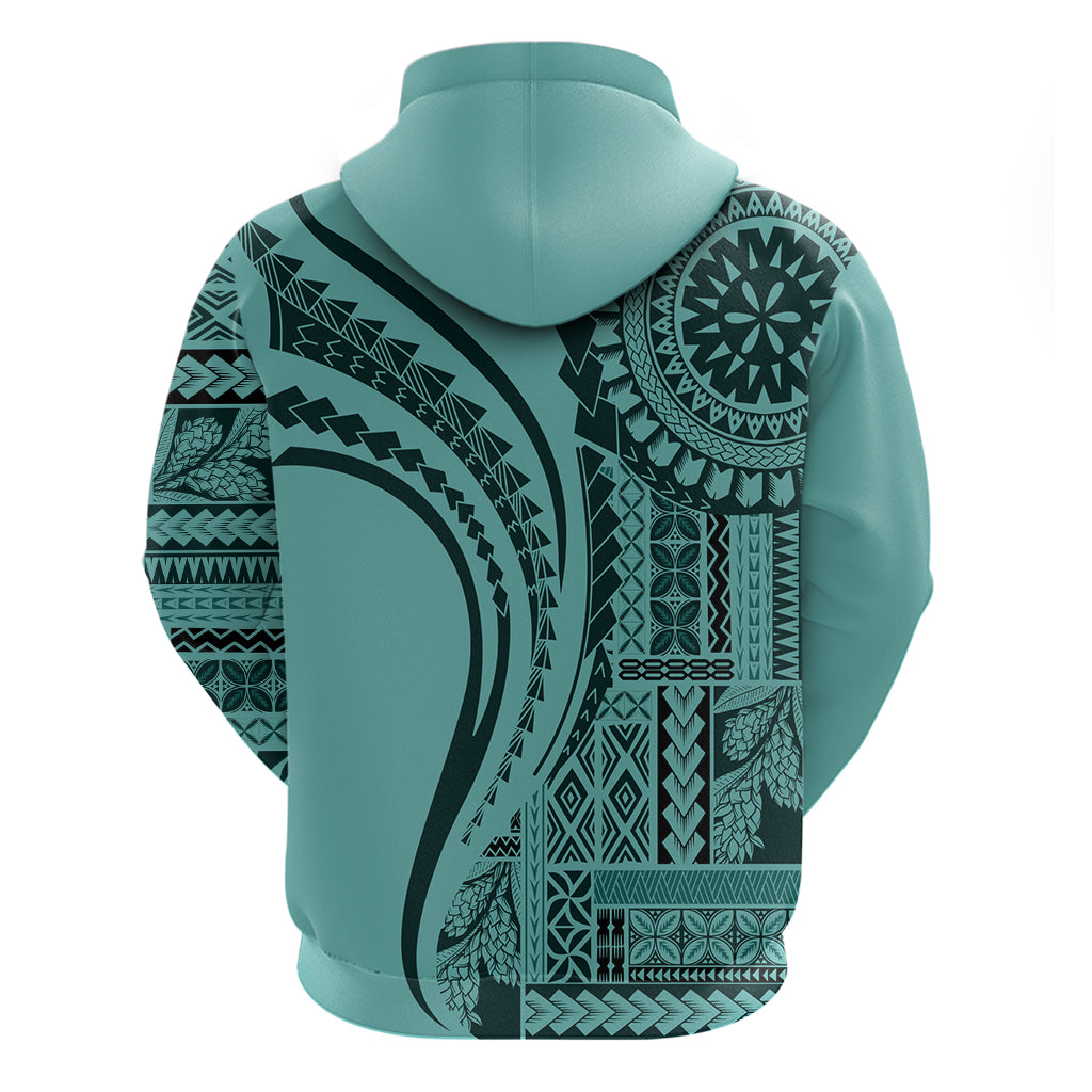 Samoa Siapo Arty Hoodie Turquoise Style - Wonder Print Shop