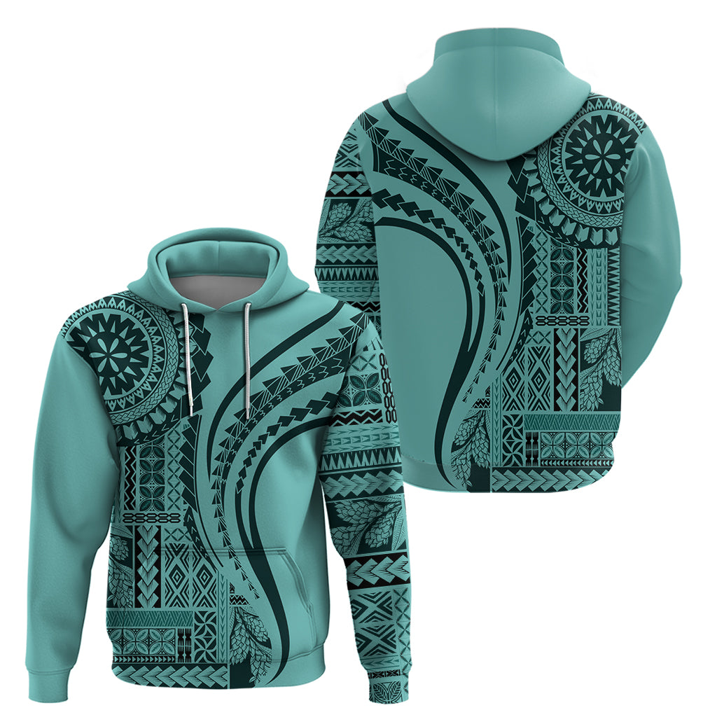 Samoa Siapo Arty Hoodie Turquoise Style - Wonder Print Shop