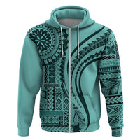 Samoa Siapo Arty Hoodie Turquoise Style - Wonder Print Shop
