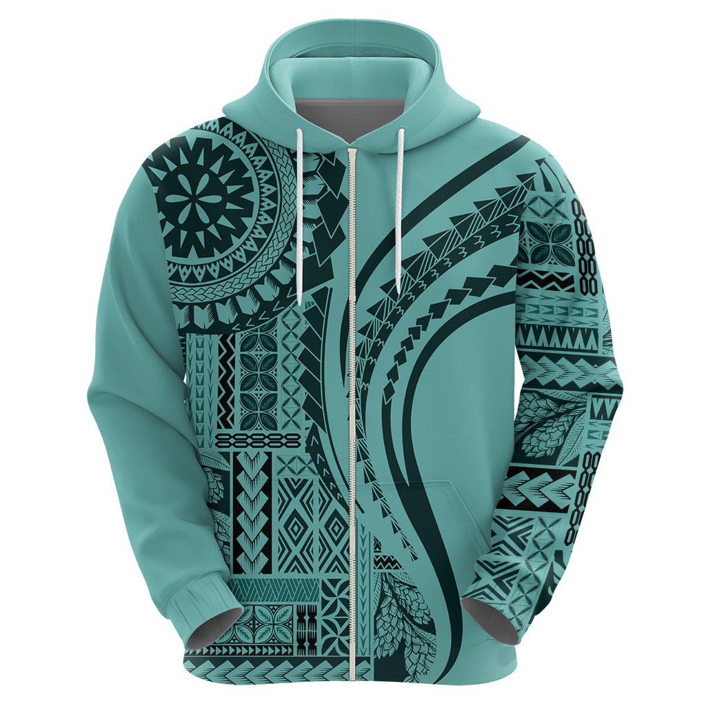 Samoa Siapo Arty Hoodie Turquoise Style - Wonder Print Shop