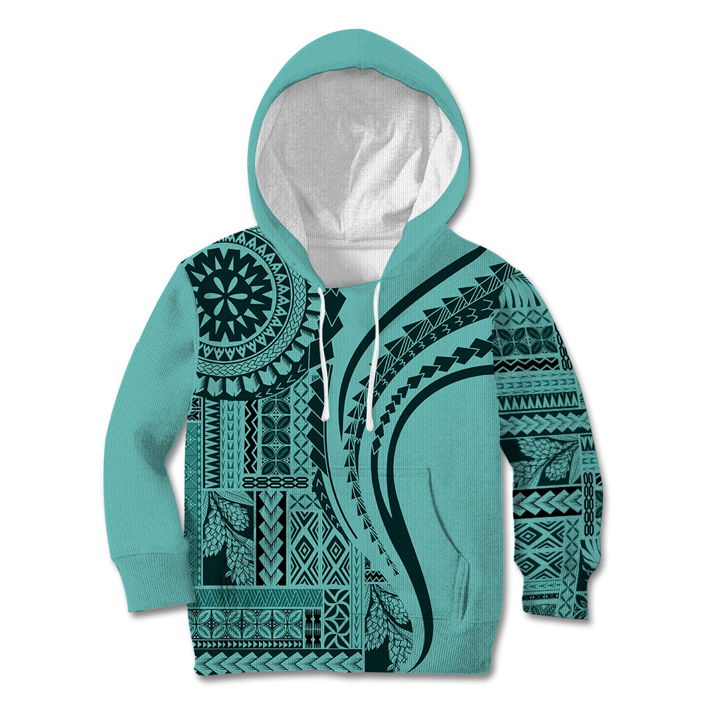 Samoa Siapo Arty Kid Hoodie Turquoise Style - Wonder Print Shop