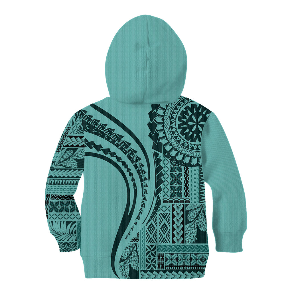 Samoa Siapo Arty Kid Hoodie Turquoise Style - Wonder Print Shop