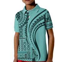 Samoa Siapo Arty Kid Polo Shirt Turquoise Style - Wonder Print Shop