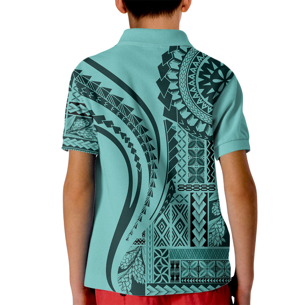 Samoa Siapo Arty Kid Polo Shirt Turquoise Style - Wonder Print Shop