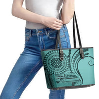 Samoa Siapo Arty Leather Tote Bag Turquoise Style - Wonder Print Shop