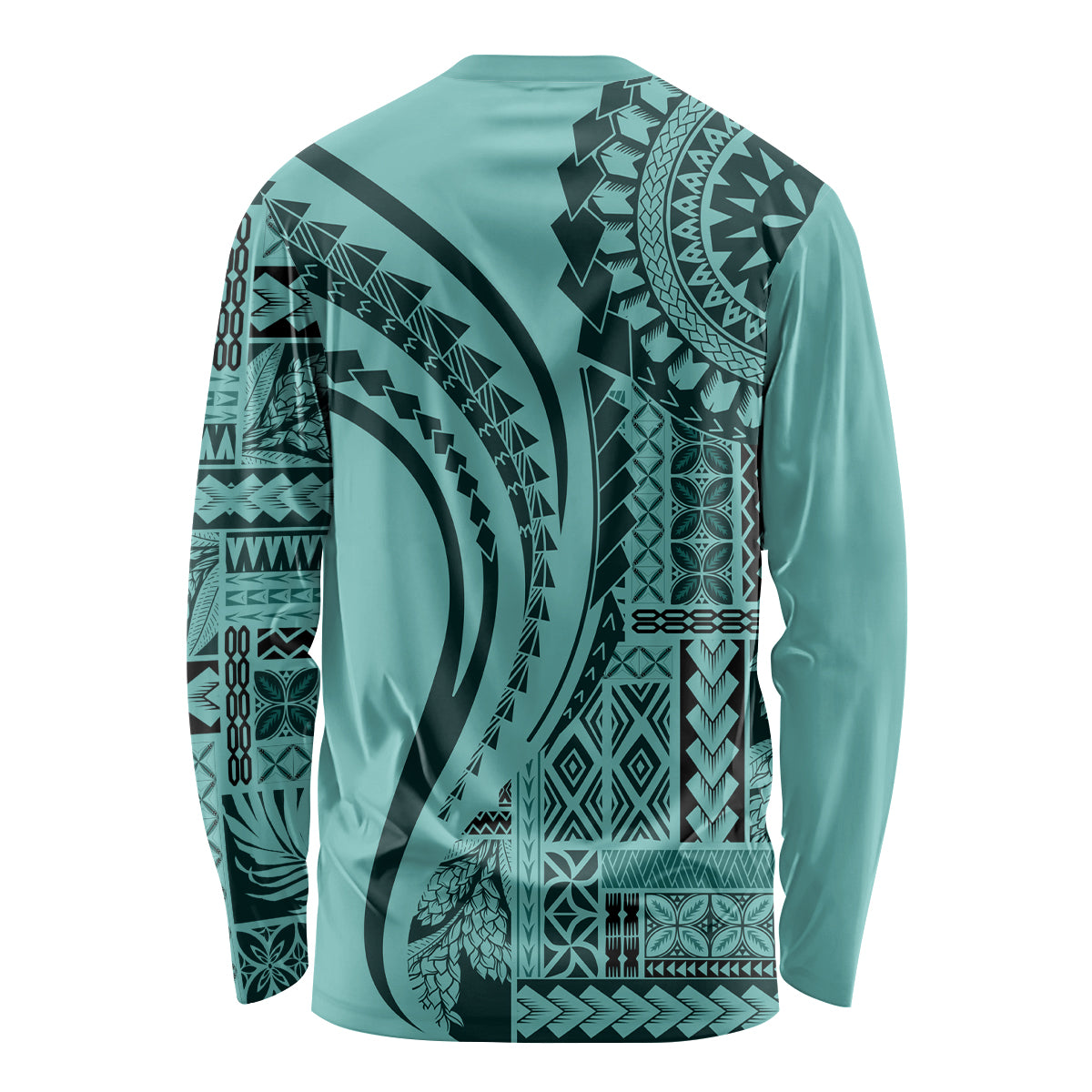 Samoa Siapo Arty Long Sleeve Shirt Turquoise Style - Wonder Print Shop
