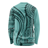 Samoa Siapo Arty Long Sleeve Shirt Turquoise Style - Wonder Print Shop