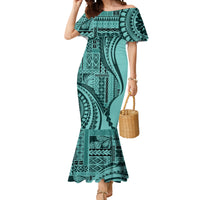 Samoa Siapo Arty Mermaid Dress Turquoise Style - Wonder Print Shop