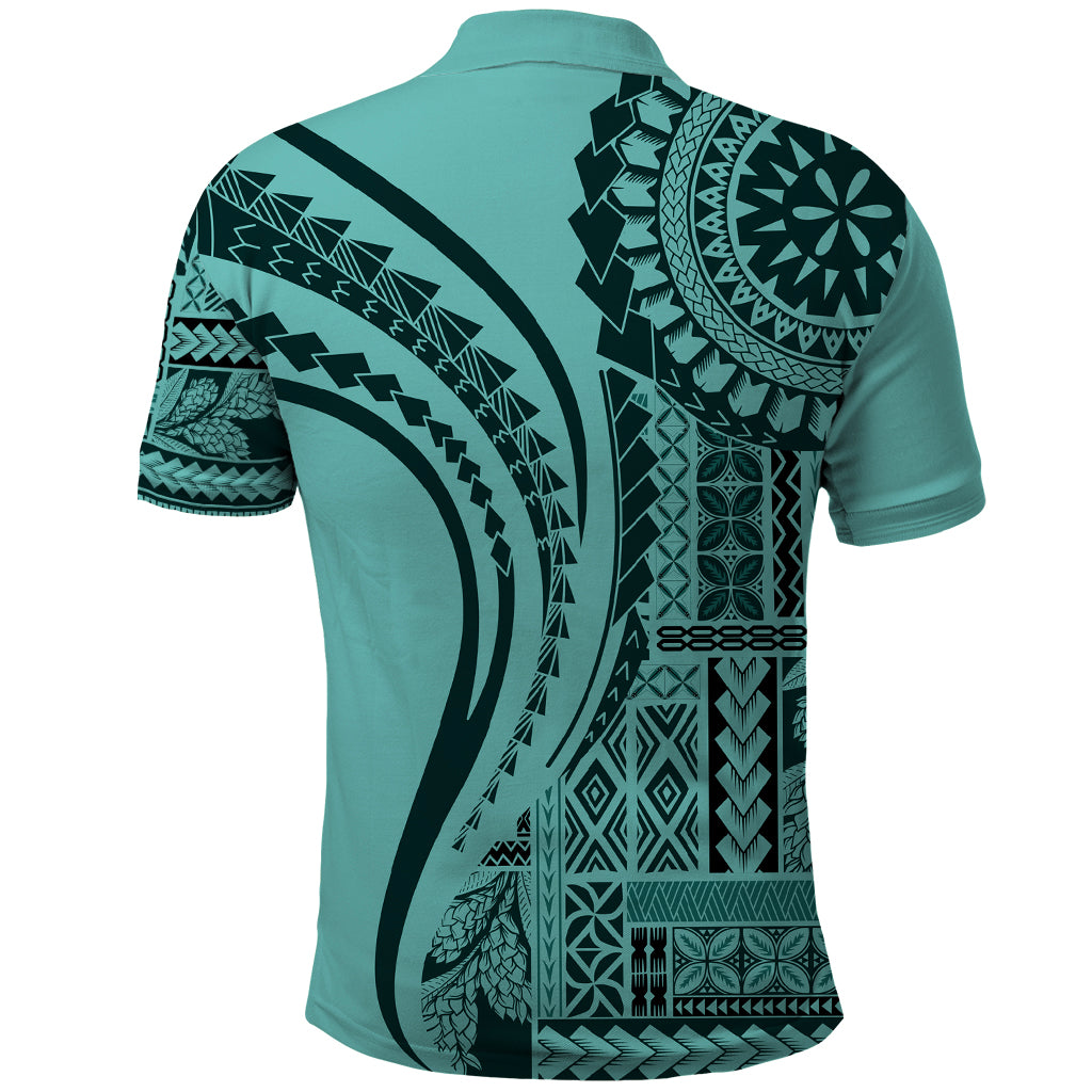 Samoa Siapo Arty Polo Shirt Turquoise Style - Wonder Print Shop